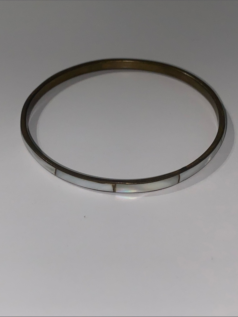 Mother of Pearl Bracelet with Brass Gold Tone Accents